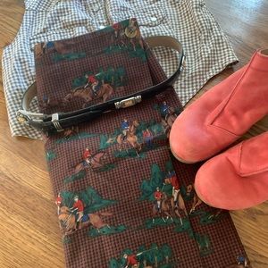 Vtg Equestrian Print Midi Skirt!